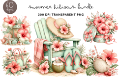 Summer Hibiscus Clipart PNG Product Image 1