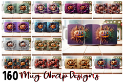 160 Halloween Mug Wrap PNG Bundle | 11oz 15oz Sublimation Product Image 1