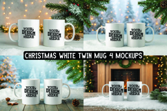 Christmas White Twin Mug Mockups Product Image 1