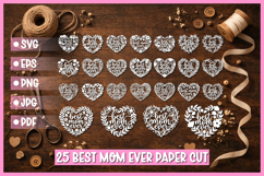 25 Best Mom Paper Cut Hearts SVG I Cricut I Silhouette Product Image 1