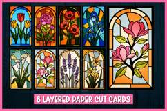 8 Layered Stained Glass Floral Cards SVG | 3D Paper Cut Product Image 1
