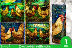stained glass chicken sublimation 20oz tumbler farm Bundle Product Image 1