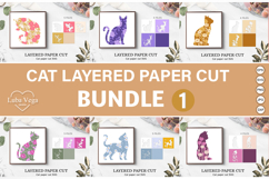 BUNDLE cat shadow box/ cat layered paper cut Product Image 1