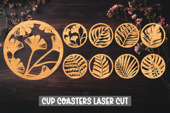9 Botanical Cup Coaster Laser Cut File SVG Product Image 1