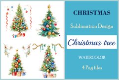 Set of watercolor clipart Christmas tree on transparent background. Perfect for creating Christmas card, ornament, cover, invitation, sublimation, poster, sublimation and print.