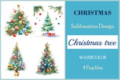 Set of watercolor clipart Christmas tree on transparent background. Perfect for creating Christmas card, ornament, cover, invitation, sublimation, poster, sublimation and print.