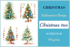 Set of watercolor clipart Christmas tree on transparent background. Perfect for creating Christmas card, ornament, cover, invitation, sublimation, poster, sublimation and print.