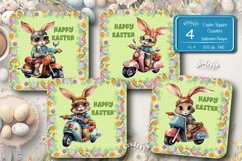 Square Easter coaster Easter Funny Bunny Sublimation coaster Product Image 1