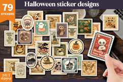 Vintage Halloween Stickers Cute Halloween post stamps Product Image 1