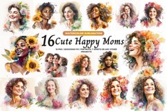 Happy Moms with flowers Portrait bundle| Mother&#039;s day Bundle Product Image 1