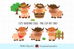 Highland Cows Hand Drawn PNG Bundle Product Image 1