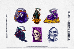 Haunted Grim Reaper Halloween Figures Creepy Skull Vector Product Image 4