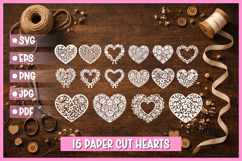 16 Paper Cut Floral Heart , Paper Cut Heart SVG Product Image 1