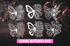 6 Butterflies with Flowers SVG Design Product Image 1