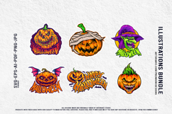 Halloween Pumpkin Monsters With Witch And Scary Faces Mascot Product Image 4