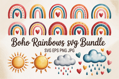 Watercolor Boho Rainbow SVG PNG Bundle Product Image 1