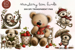 Strawberry Bear Clipart PNG Product Image 1