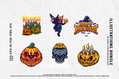 Twisted Pumpkin Heads And Macabre Skulls Halloween Design Product Image 4