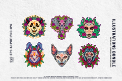 Macabre Mexican Animal Heads With Roses Tattoo Vector Design Product Image 4