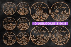 10 Floral Door Hanger SVG, Spring Welcome Sign SVG Product Image 1