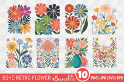Boho Retro Flower SVG Sublimation Bundle Product Image 1