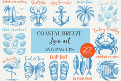 Summer Coastal Line Art Clipart | SVG &amp; PNG |Summer BUNDLE Product Image 1