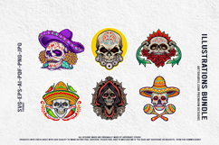 Festival of the Dead Mexican Skull Vector Mascot Designs Product Image 4