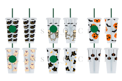 bundle halloween starbucks 24oz cold cup tumbler wrap svg presized template for tumbler venti suitable for cutting machine or sublimation