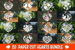20 Paper Cut Floral Heart , Paper Cut Heart SVG Product Image 1