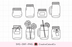 mason glass jar black and white drawing svg and png