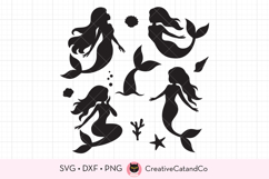 Mermaid Silhouette and Seashell SVG PNG DXF Bundle Product Image 1