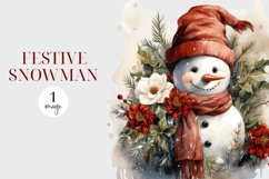 Watercolor Snowman PNG, Festive Christmas Sublimation Design Product Image 1