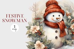 Festive Snowman Clipart - Snowman Sublimation Product Image 1