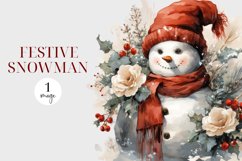 Watercolor Snowman Clipart - Festive Snowman Sublimation PNG Product Image 1
