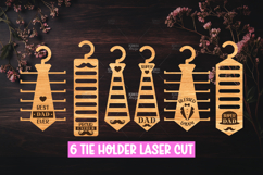 Tie Holder Laser Cut SVG, Hanging Tie Rack Template Lasercut Product Image 1
