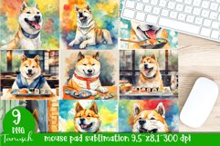 watercolor akita dog mouse pad sublimation bundle Product Image 1