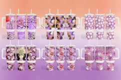 bundle pink purple pastel watercolor halloween 40oz quencher tumbler sublimation wrap uv dtf wrap SVG high resolution transparent background 