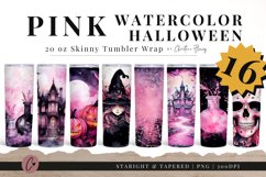 16 Watercolor Pink Halloween Tumbler Wrap Bundle Product Image 1