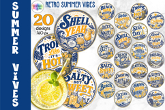 Retro Summer Coastal Coaster Sublimation, Beach Cocktails Product Image 1