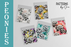 Watercolour and Ink Peonies Seamless Pattern Bundle Product Image 2