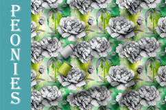 Watercolour and Ink Peonies Seamless Pattern Bundle Product Image 4