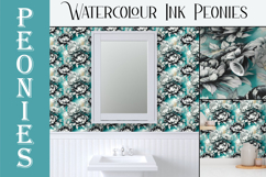 Watercolour and Ink Peonies Seamless Pattern Bundle Product Image 5