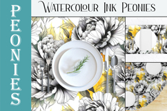 Watercolour and Ink Peonies Seamless Pattern Bundle Product Image 7