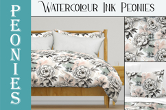 Watercolour and Ink Peonies Seamless Pattern Bundle Product Image 8
