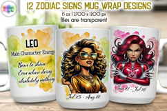Zodiac Sign Mug Wraps Bundle, Astrology 15oz Sublimation PNG Product Image 1