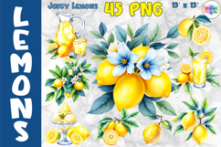 Watercolour Lemon Clipart Bundle, Vibrant Lemons PNG Product Image 1