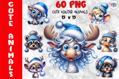 Cute Winter Animals Clipart Bundle, Funny Animals Prints Product Image 1