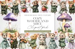Cozy Woodland Mice Clipart BUNDLE PNG. Product Image 1