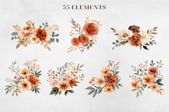 Watercolor Terracotta Florals Clipart, BUNDLE PNG. Product Image 4