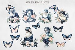 Dark Blue &amp; Blush Pink Flowers Clipart Pack PNG. Product Image 5